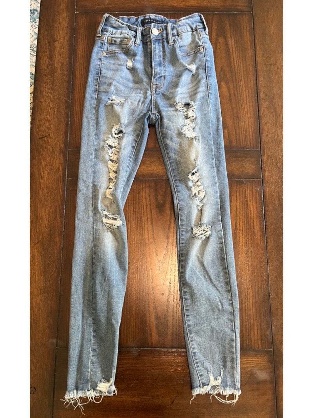 Aeropostale Distressed Ankle Legging Denim Jeans 0 Skinny Jeggings Ripped High R